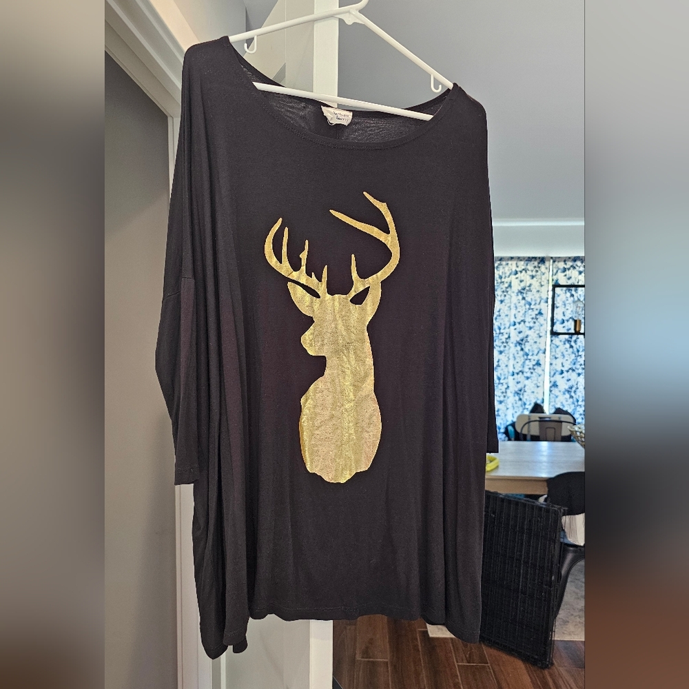 Fantastic Fawn Gold Deer Holiday Tunic